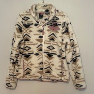 Gerry Weber Cream Sherpa Jacket with Black and Tan Geometric Print